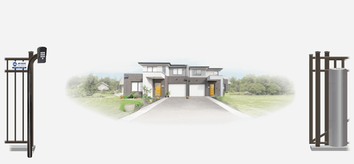 Metal sliding estate gate in open position