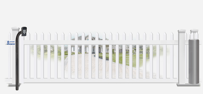 Vinyl sliding estate gate in closed position