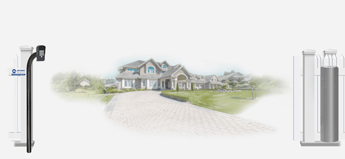 Vinyl sliding estate gate in open position